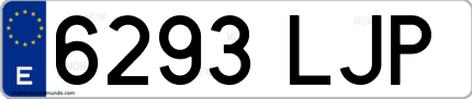 Ejemplo de matrícula de coche ordinaria 6293 LJP