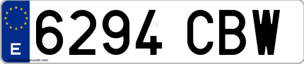 Ejemplo de matrícula de coche ordinaria 6294 CBW