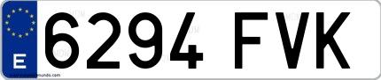 Ejemplo de matrícula española 6294 FVK