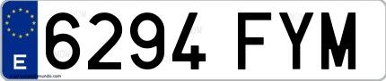 Ejemplo de matrícula española 6294 FYM