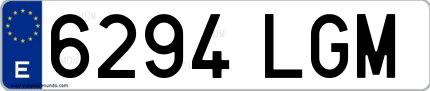 Ejemplo de matrícula española 6294 LGM