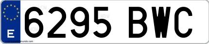 Ejemplo de matrícula española 6295 BWC