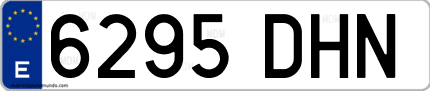 Ejemplo de matrícula de coche ordinaria 6295 DHN