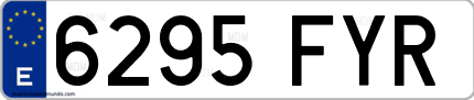 Ejemplo de matrícula de coche ordinaria 6295 FYR