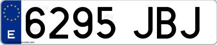 Ejemplo de matrícula española 6295 JBJ
