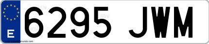Ejemplo de matrícula española 6295 JWM