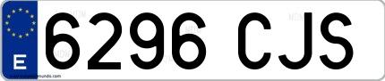 Ejemplo de matrícula española 6296 CJS