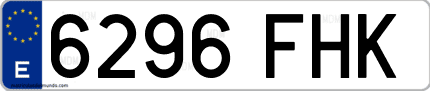 Ejemplo de matrícula de coche ordinaria 6296 FHK