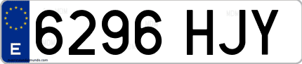 Ejemplo de matrícula de coche ordinaria 6296 HJY