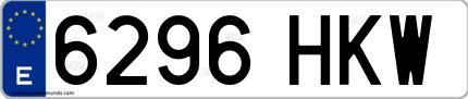 Ejemplo de matrícula española 6296 HKW