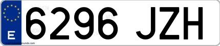 Ejemplo de matrícula española 6296 JZH