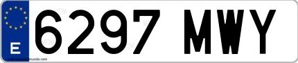 Ejemplo de matrícula española 6297 MWY