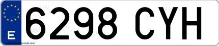 Ejemplo de matrícula española 6298 CYH