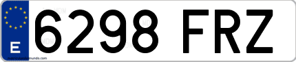 Ejemplo de matrícula de coche ordinaria 6298 FRZ