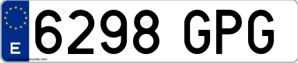 Ejemplo de matrícula de coche ordinaria 6298 GPG