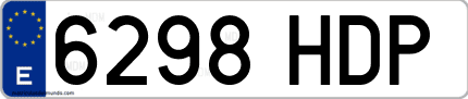 Ejemplo de matrícula de coche ordinaria 6298 HDP