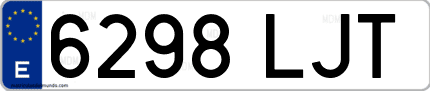 Ejemplo de matrícula de coche ordinaria 6298 LJT