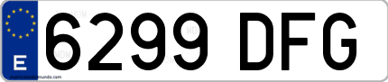 Ejemplo de matrícula de coche ordinaria 6299 DFG