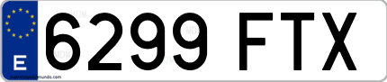 Ejemplo de matrícula de coche ordinaria 6299 FTX