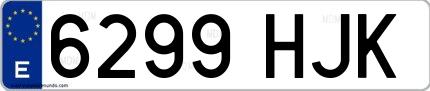 Ejemplo de matrícula española 6299 HJK