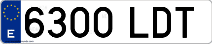 Ejemplo de matrícula de coche ordinaria 6300 LDT