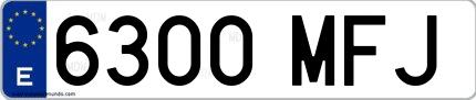 Ejemplo de matrícula española 6300 MFJ