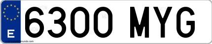 Ejemplo de matrícula española 6300 MYG