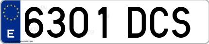 Ejemplo de matrícula española 6301 DCS