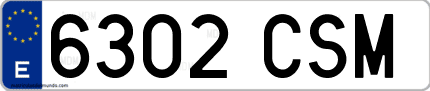 Ejemplo de matrícula de coche ordinaria 6302 CSM