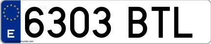 Ejemplo de matrícula española 6303 BTL