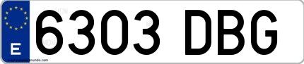 Ejemplo de matrícula española 6303 DBG