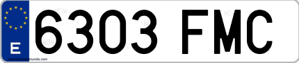 Ejemplo de matrícula de coche ordinaria 6303 FMC