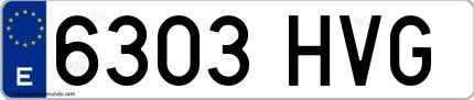 Ejemplo de matrícula española 6303 HVG