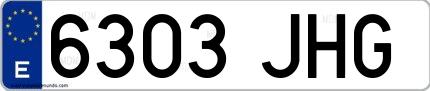 Ejemplo de matrícula española 6303 JHG