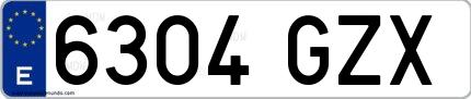 Ejemplo de matrícula española 6304 GZX