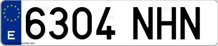 Ejemplo de matrícula española 6304 NHN