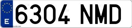 Ejemplo de matrícula española 6304 NMD