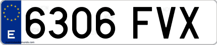 Ejemplo de matrícula de coche ordinaria 6306 FVX