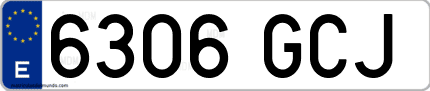 Ejemplo de matrícula de coche ordinaria 6306 GCJ