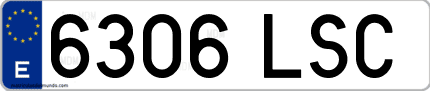 Ejemplo de matrícula de coche ordinaria 6306 LSC