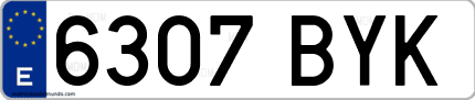 Ejemplo de matrícula de coche ordinaria 6307 BYK