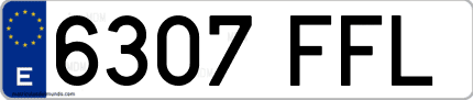 Ejemplo de matrícula de coche ordinaria 6307 FFL