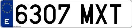 Ejemplo de matrícula española 6307 MXT