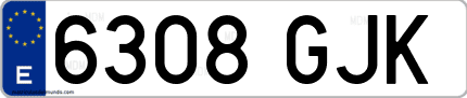 Ejemplo de matrícula de coche ordinaria 6308 GJK