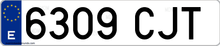 Ejemplo de matrícula de coche ordinaria 6309 CJT