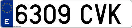 Ejemplo de matrícula de coche ordinaria 6309 CVK