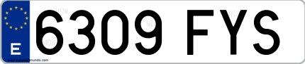 Ejemplo de matrícula española 6309 FYS