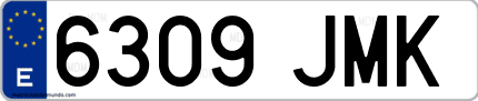 Ejemplo de matrícula de coche ordinaria 6309 JMK