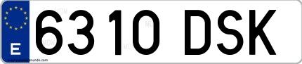 Ejemplo de matrícula española 6310 DSK