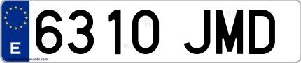 Ejemplo de matrícula española 6310 JMD